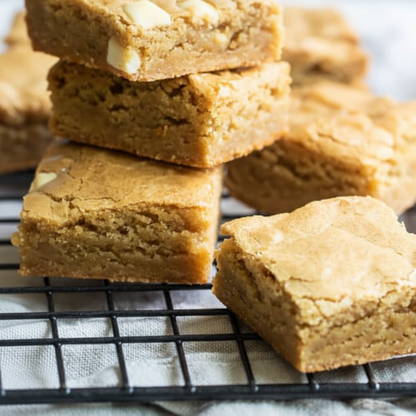 Enhanced White Chocolate Blondies Stacked